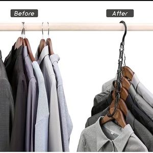 1/3/5pcs Black Space Saving Hangers, Hangers With 5 Holes For Heavy Clothes,